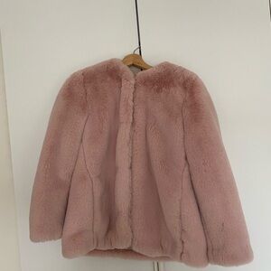 GAP Soft Blush Pink Faux Fur Coat